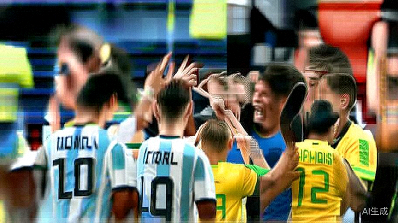 2026世界杯巴西与阿根廷小组赛结束后双方球员互相致意的场景
